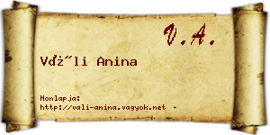 Váli Anina névjegykártya